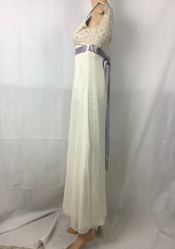 Vintage Gown White Chiffon Purple Bodice Prom Gow… - image 5