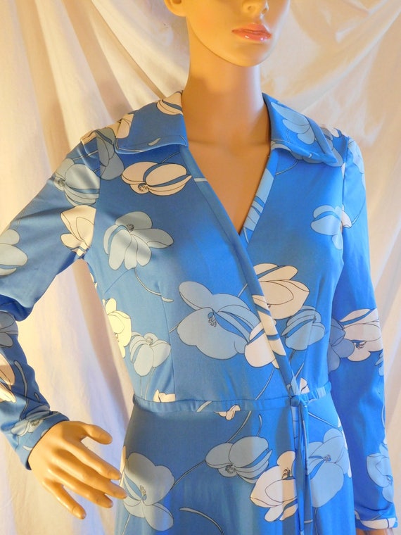 Harold Grant Blue Floral Print Maxi Dress Hawaiia… - image 10