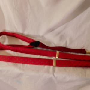 Vintage Braces Mens Suspenders Red Suspenders Small Geometric Print