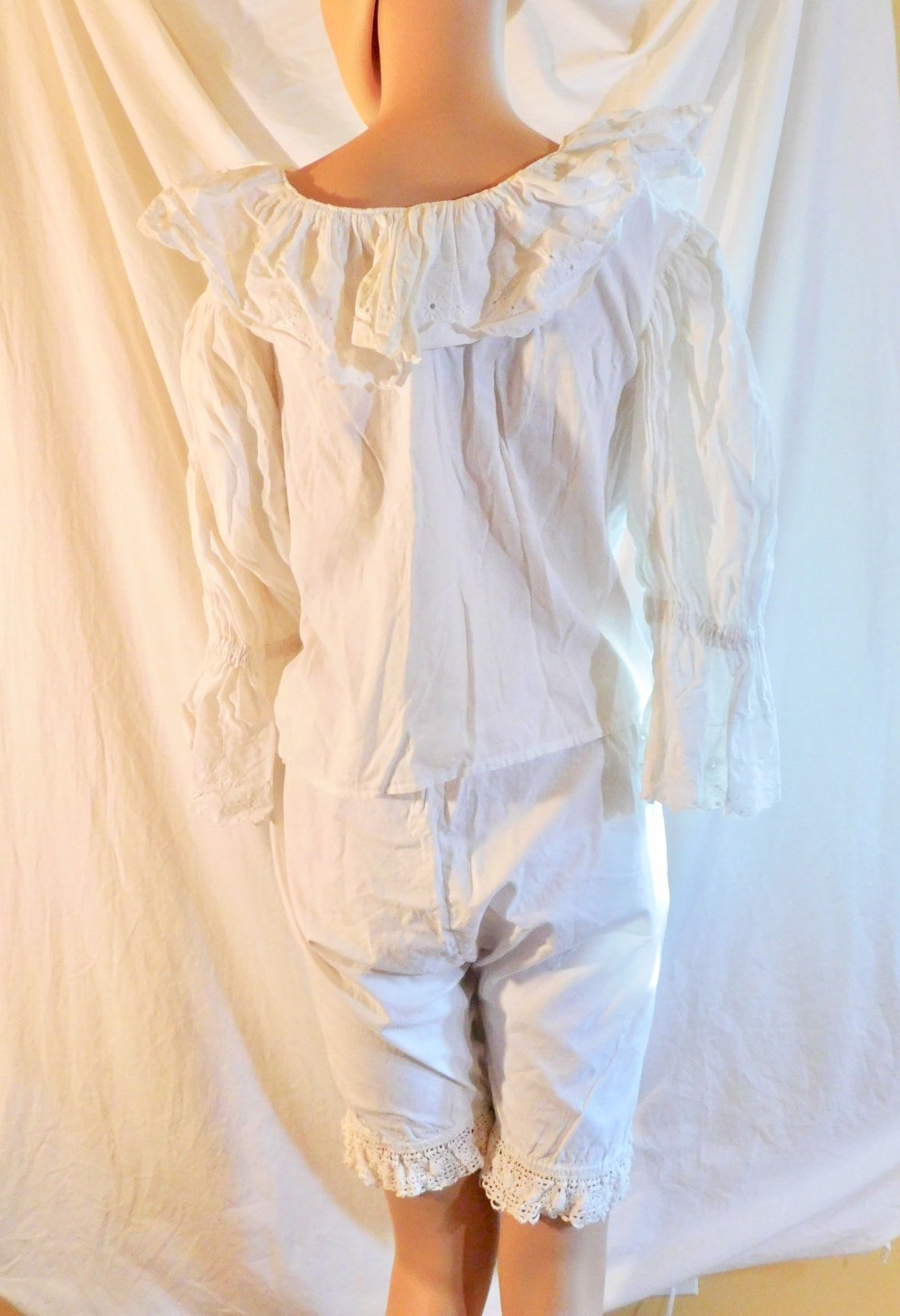 Vintage Bloomers White Cotton Bloomers Lace Bloomers Etsy
