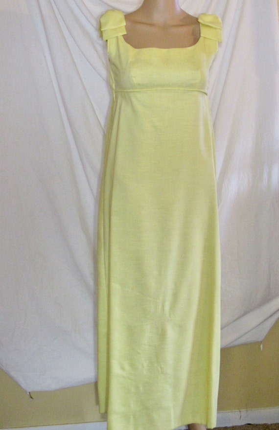 Vintage Evening Gown Yellow Bridesmaid Gown Empire