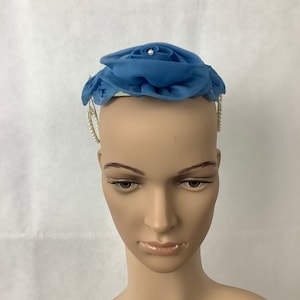 Vintage Mini Hat Blue Rose Halo Hat 1960s