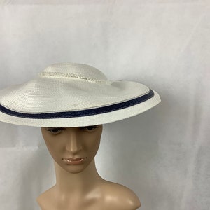 Vintage Hats White and Navy Tilt Hat Derby Formal Hat