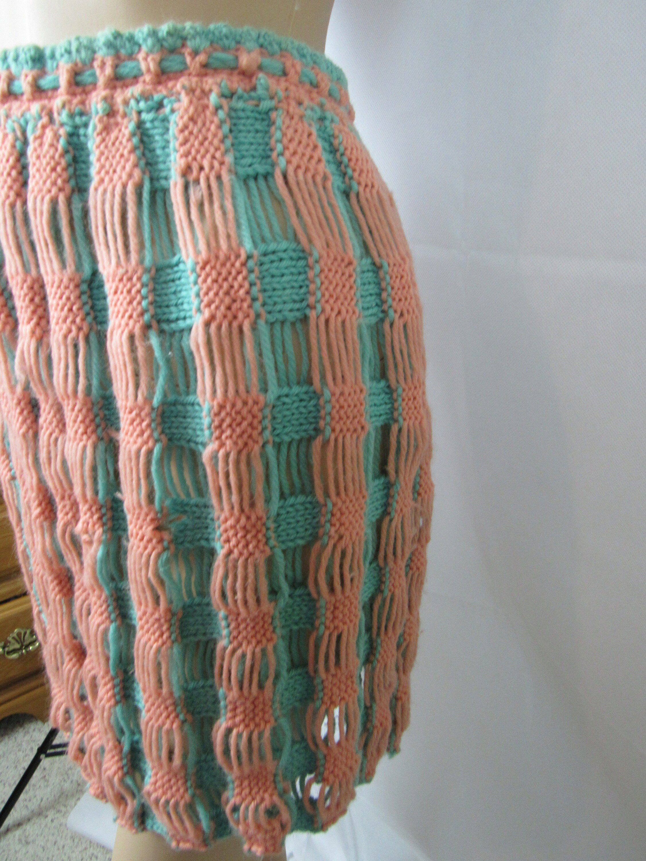 Vintage Wrap Skirt Crocheted Skirt Turquoise Wrap Skirt