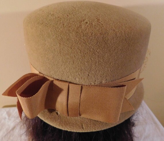 Vintage Bucket Hat Light Brown Velour wide Brown … - image 4