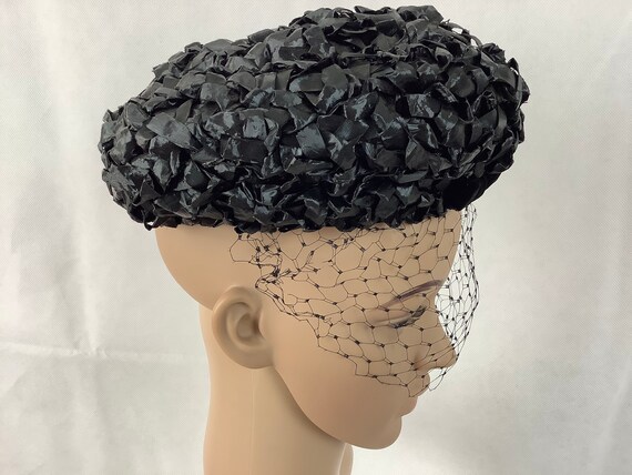 Vintage Hats Black Raffia Netted Hat The Grey Sho… - image 4