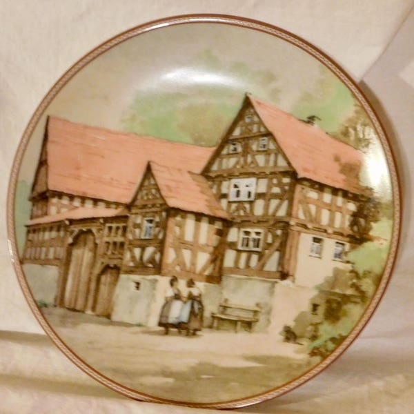 Farmhouse in Fronhausen German Collectors Plate Half Timbered Houses Konigszelt Bayern by Karl Bedal