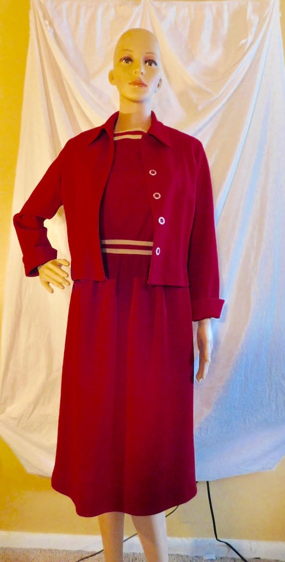 Vintage Burgundy Dress and Jacket Set, Muriel Ryan Design - Etsy