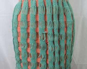 Vintage Wrap Skirt Crocheted Skirt Turquoise Wrap Skirt Reversible