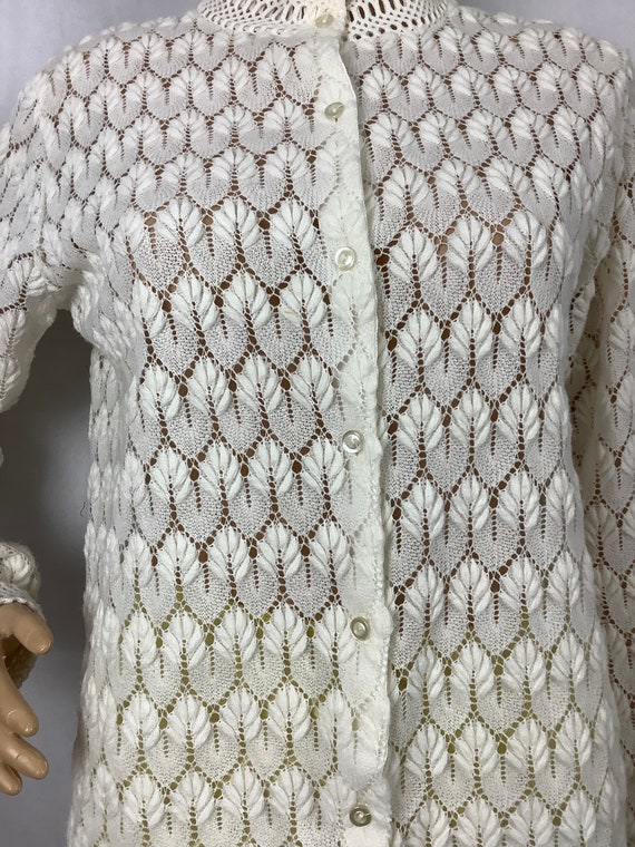 Vintage White Sweater Montgomery Ward Knit Sweater - image 2