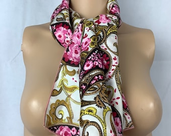 Vintage Scarf Pink Rose Scarf