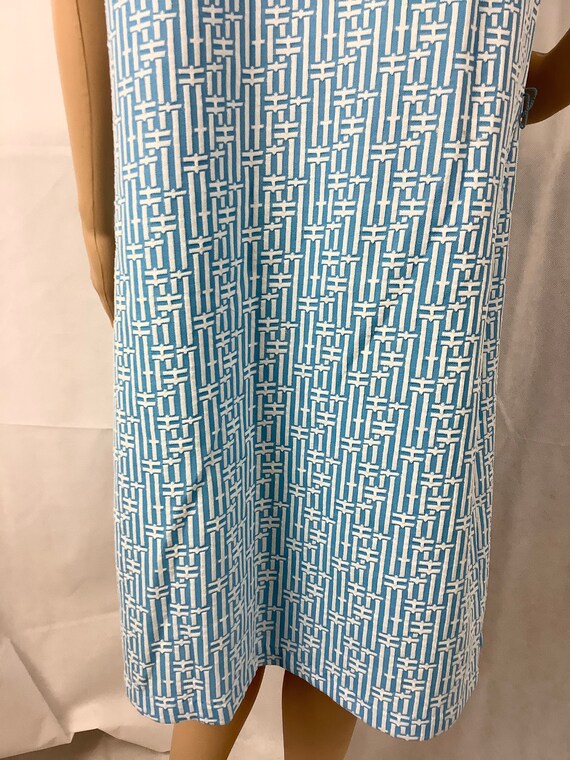 Vintage Sleeveless Dress Blue Geometric Dress 197… - image 6