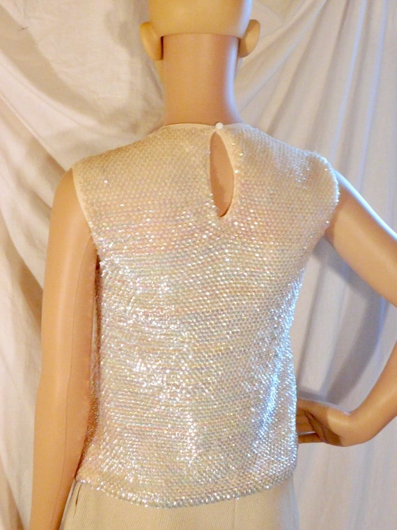 Vintage Sequin Top Sleeveless Knit Sequin Shell W… - image 4