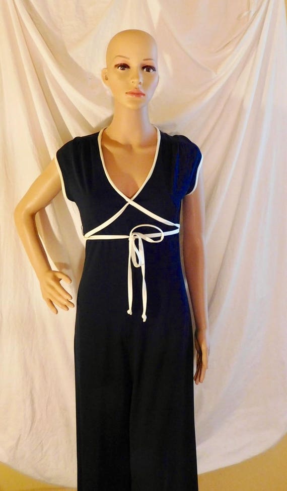 Black Jumpsuit Bellbottom Jumpsuit 1970s Black Bel
