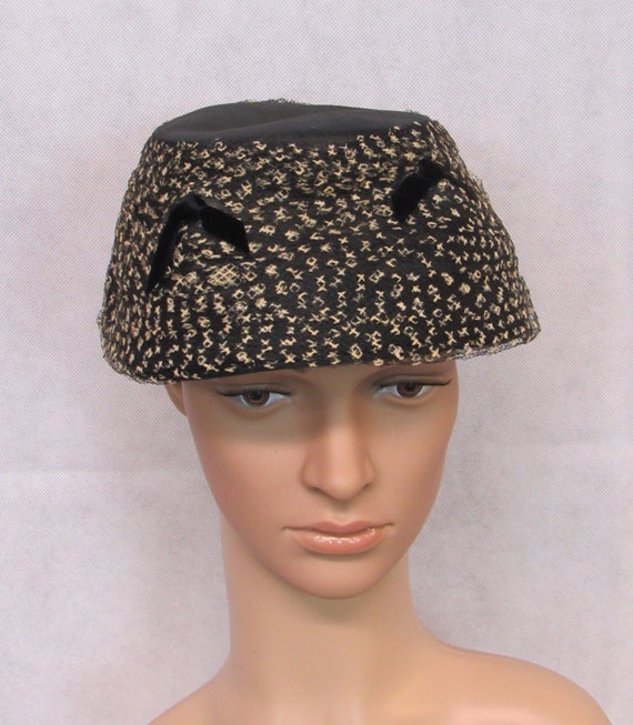 Vintage Hats Black Cloche Hat Black And Yellow Hat