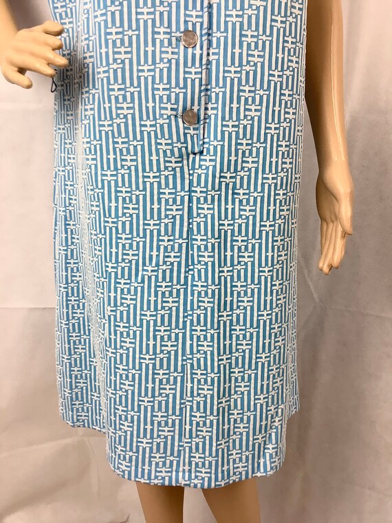 Vintage Sleeveless Dress Blue Geometric Dress 197… - image 3