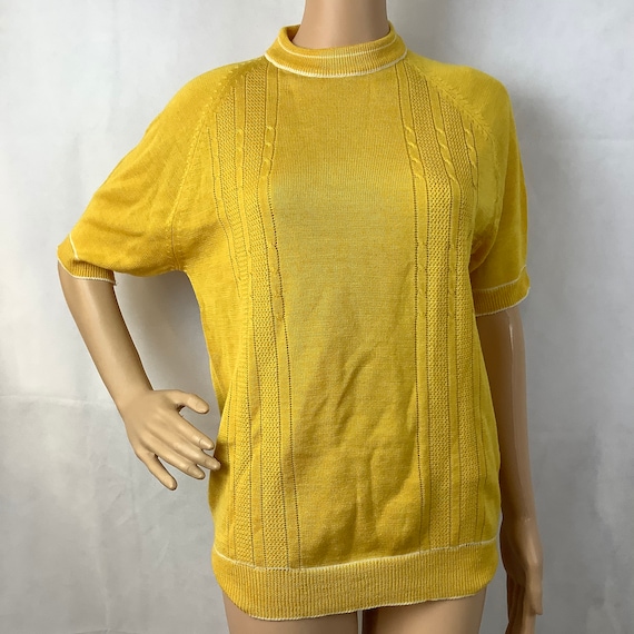 60s - 70s Full Fashion Sweater Mustard Yellow Sho… - image 4