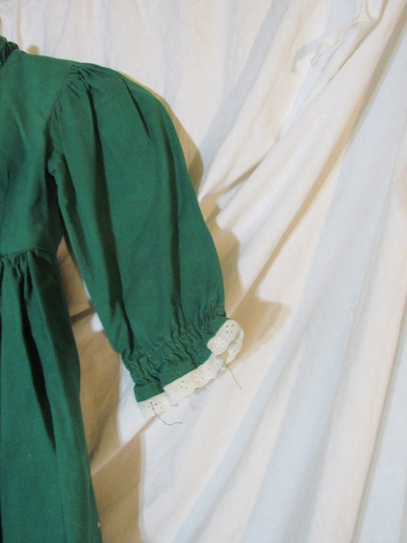Vintage Childrens Dress Little Girls Green Cotton… - image 3