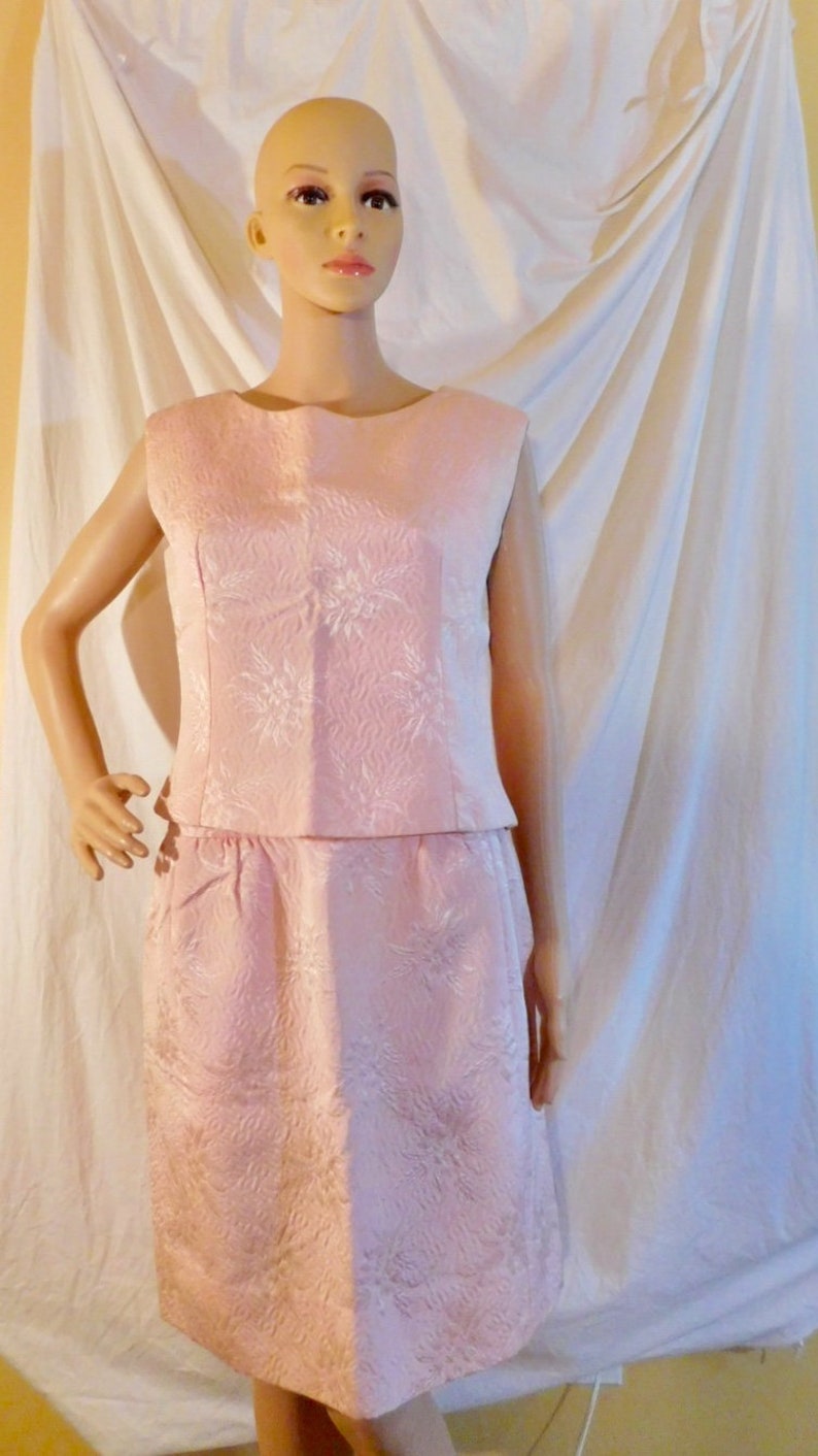 Vintage F Richard Frontman Pink Brocade Cocktail Dress 1960s Couture Cocktail Dress image 3