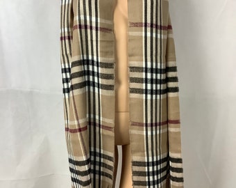 Pierre Cardin Fine Muffler Mens Winter Scarf Brown Plaid Cashmillion Muffler