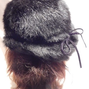Vintage Hat Black Faux Fur Bucket Hat Faux Fur Winter Hat - Etsy