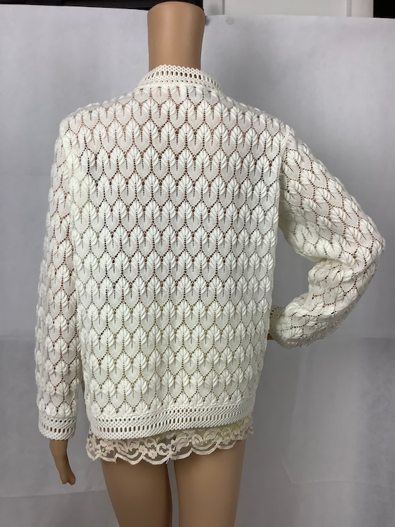 Vintage White Sweater Montgomery Ward Knit Sweater - image 6