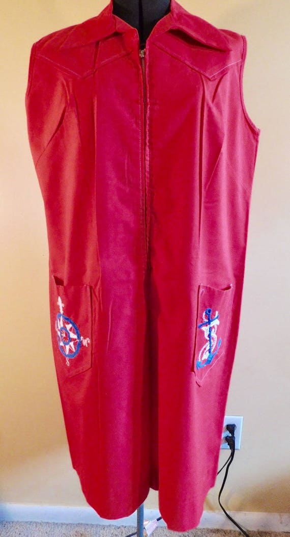 Vintage Zip Front Sleeveless Cotton Dress Nautica… - image 1