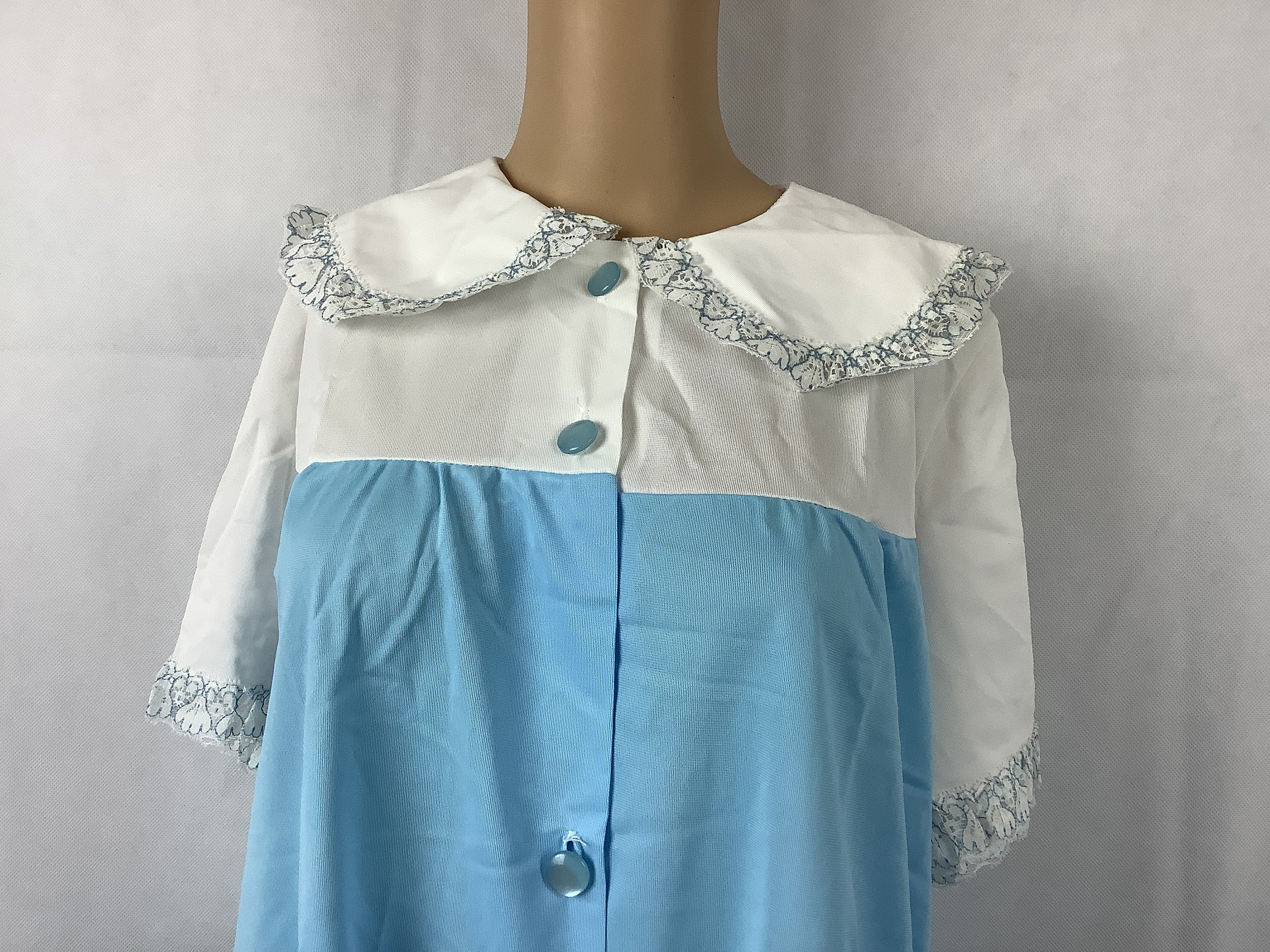 Vintage Housecoat Blue Nylon Robe Lace Housecoat Etsy
