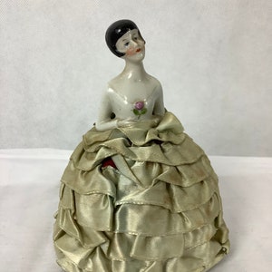 Vintage Porcelain Half Doll Made in Germany 1920s Pin Cushion Porcelain Doll image 1