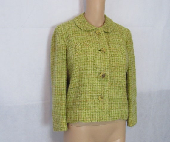 Vintage Wool Jacket Ladies Plaid Jacket Lime Green Jacket | Etsy
