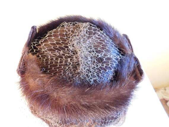 Mink Fascinator Vintage Mink Hat Mink Whimsy Brow… - image 6