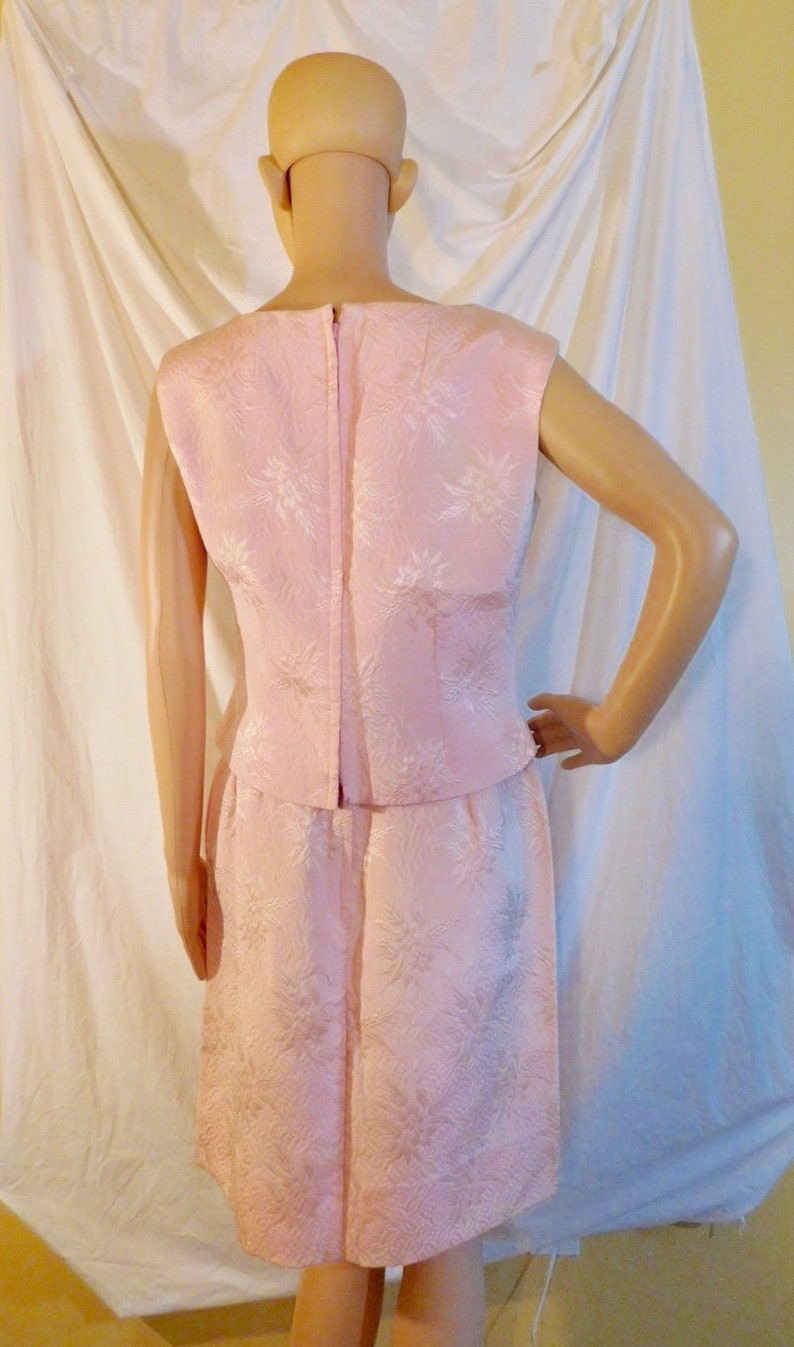 Vintage F Richard Frontman Pink Brocade Cocktail Dress 1960s Couture Cocktail Dress image 2