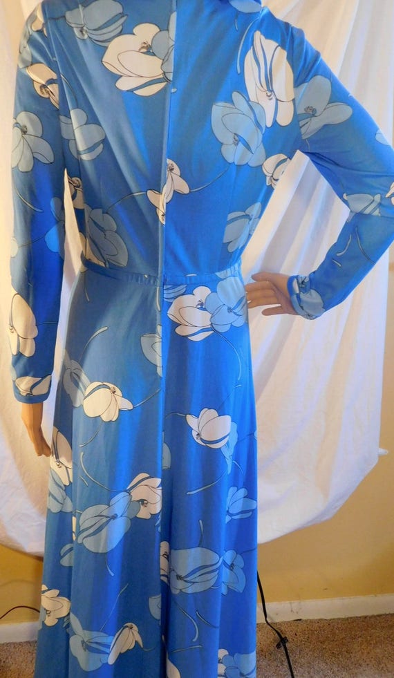 Harold Grant Blue Floral Print Maxi Dress Hawaiia… - image 6