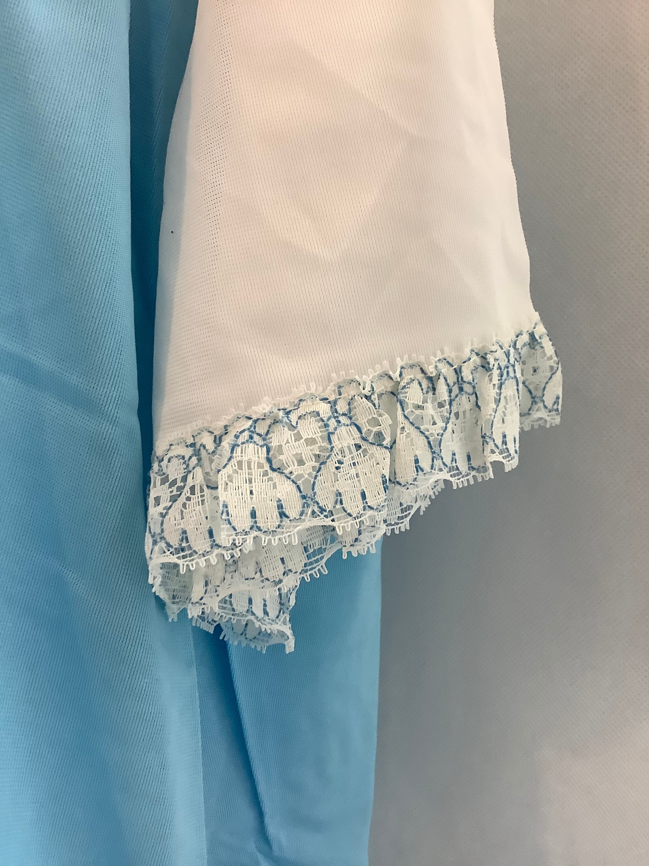 Vintage Housecoat Blue Nylon Robe Lace Housecoat Etsy