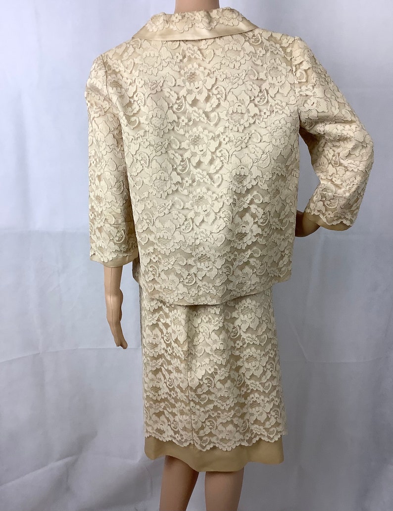 Vintage Bridal Suit Ivory Lace Jacket and Skirt image 2