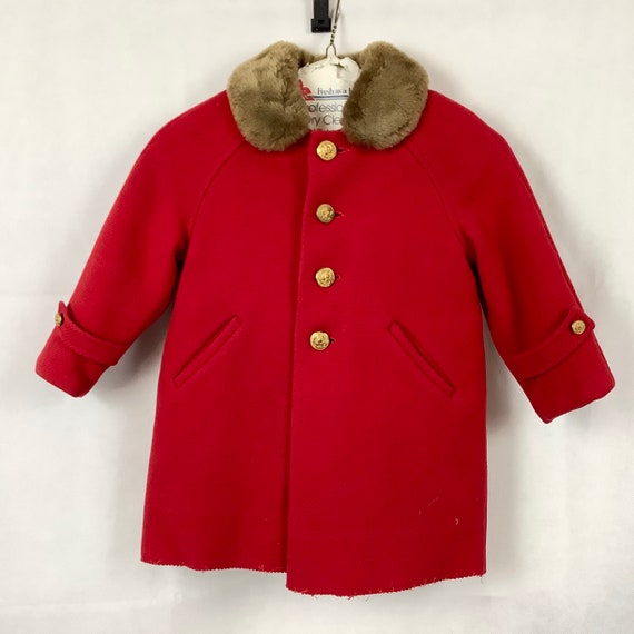 Vintage Girls Clothing Red Wool Coat And Snowpant… - image 1