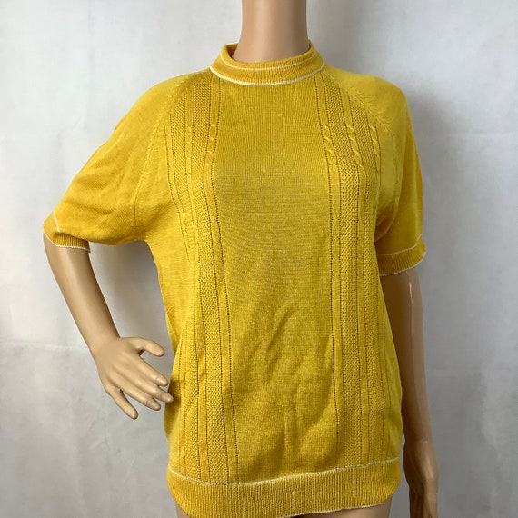 60s - 70s Full Fashion Sweater Mustard Yellow Sho… - image 1