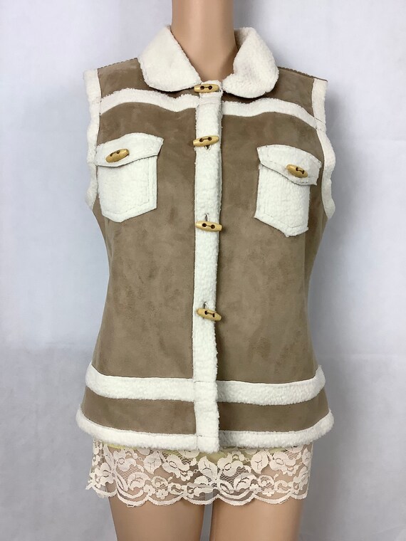 Vintage Vest Ladies Vest Faux Suede Vest Sweater … - image 6