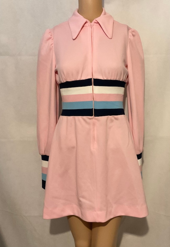 Vintage Mini Dress Pink Skate Dress 1960s-1970s
