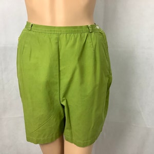 Vintage Shorts Side Zip Shorts Green Cotton Shorts High Waist shorts