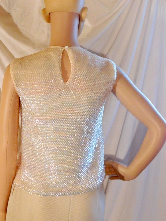 Vintage Sequin Top Sleeveless Knit Sequin Shell W… - image 6