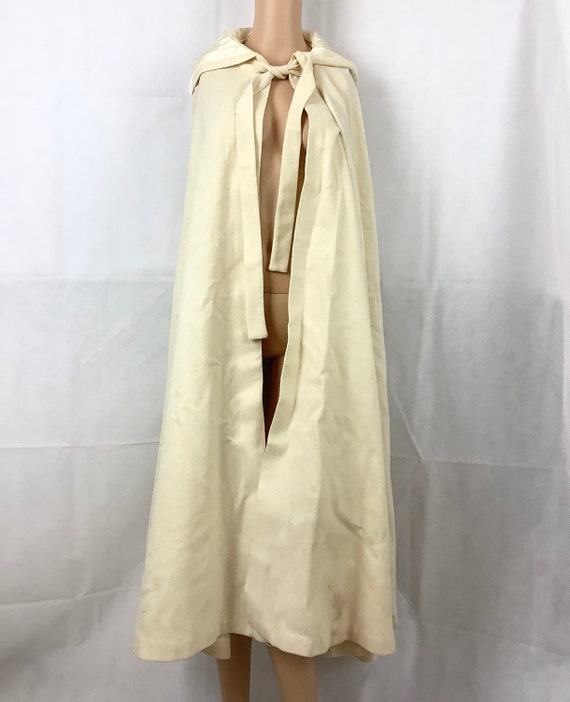 Vintage Cape Wool Blend Lined Cape Hooded Cape Cre