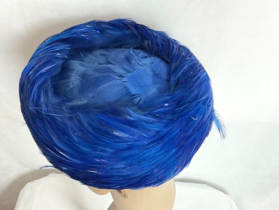Vintage‎ Blue Feather Hat Union Made In USA Vintage Blue Hat with Red Feather Union Made Medium | eBay main image 2