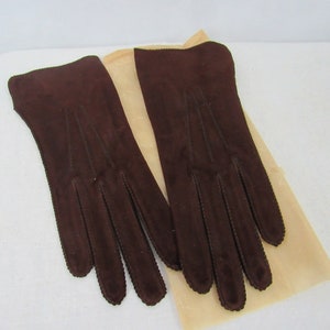 Vintage Brown Deerskin Kidskin Gloves Ladies Leather Driving Gloves Brown Leather Gloves