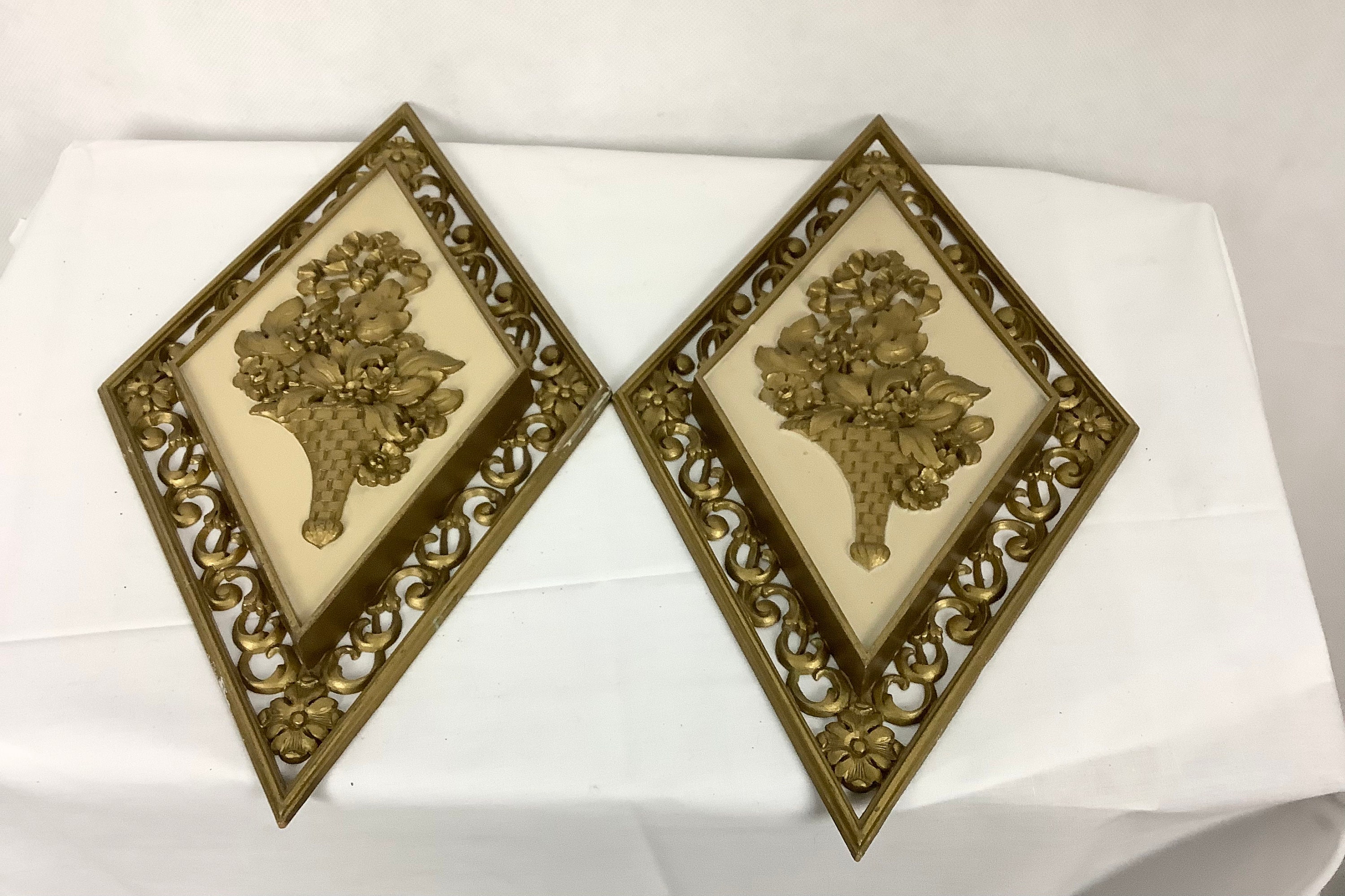 Vintage Syroco Wall Plaques Gold Floral Basket Resin Wall Decor - Etsy