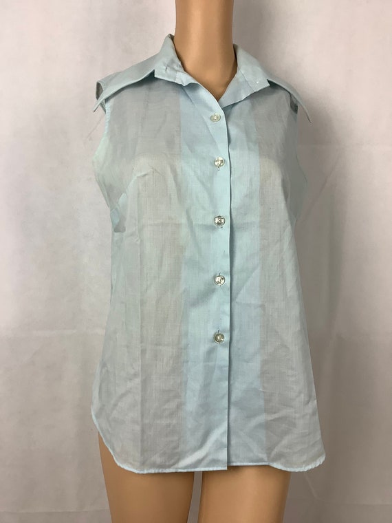 Vintage Lady Wrangler Blouse Sleeveless Blouse Blu