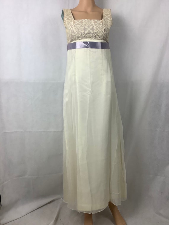 Vintage Gown White Chiffon Purple Bodice Prom Gow… - image 9