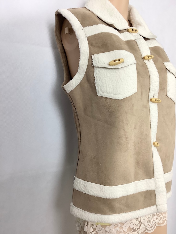 Vintage Vest Ladies Vest Faux Suede Vest Sweater … - image 3