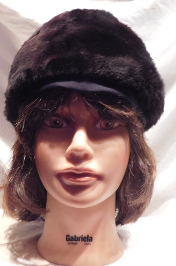 Vintage Hat Black Faux Fur Bucket Hat by Gwenn Pe… - image 1