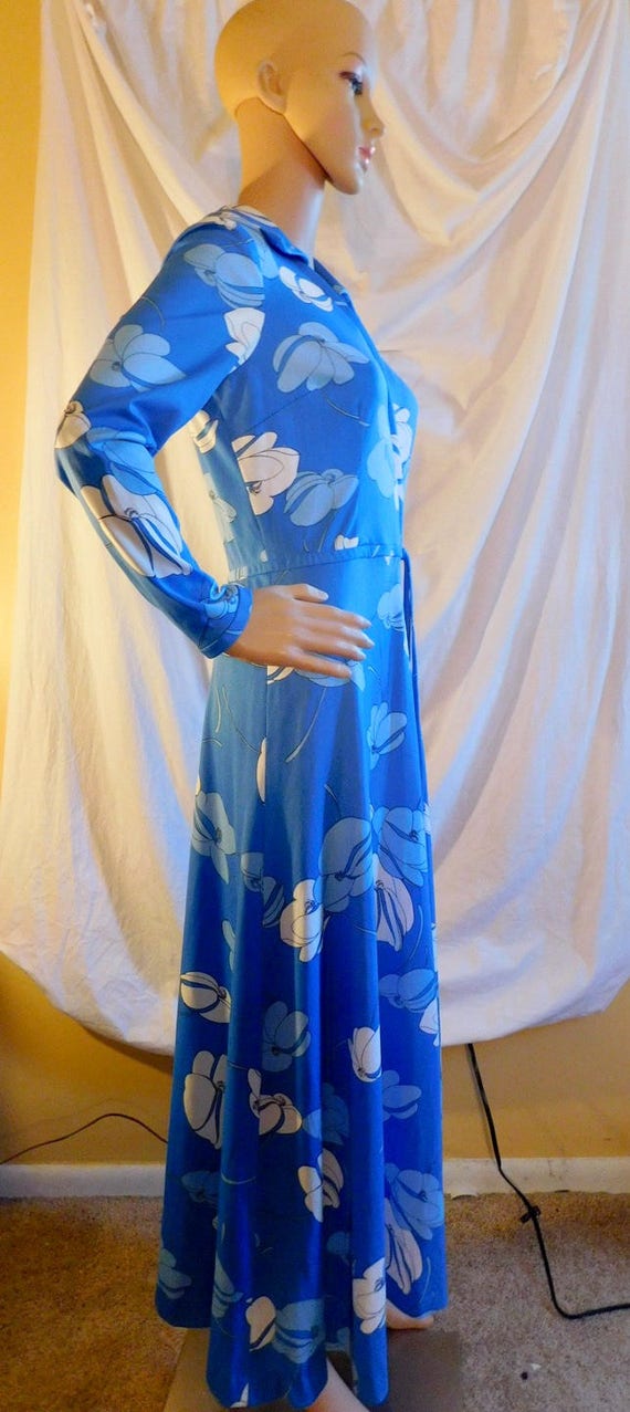 Harold Grant Blue Floral Print Maxi Dress Hawaiia… - image 7
